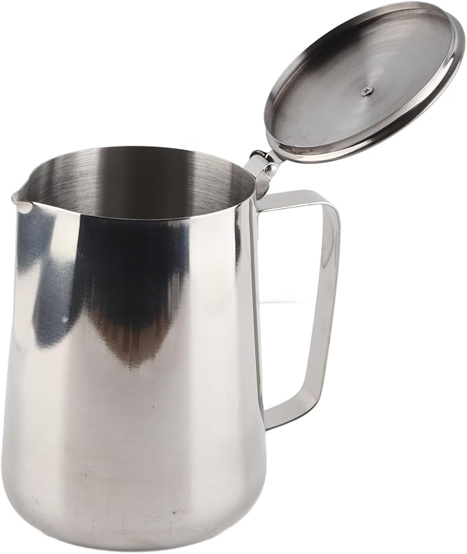 Stainless Steel Milk Frothing Pitcher with Lid for Latte Coffee Art, Small 3oz Creamer Jug, Metal Barista Set, Mini Cup for Health Gear Coffee (2000ml)