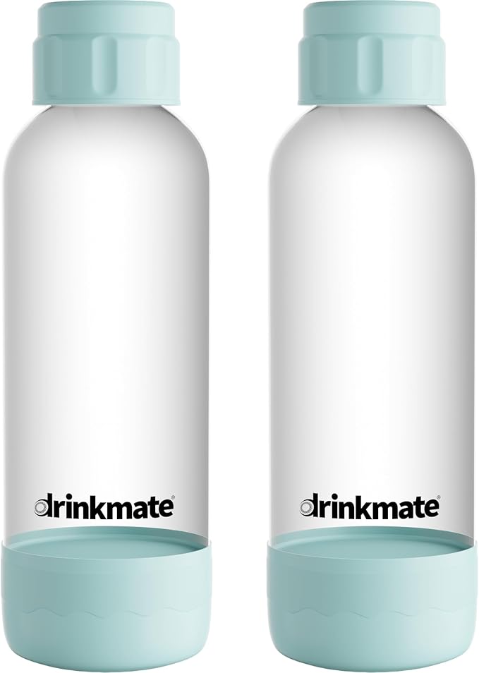 DrinkMate 1L Replacement Carbonation Bottles | Compatible with OmniFizz, LUX, and Spritzer | Arctic Blue, Pack of 2