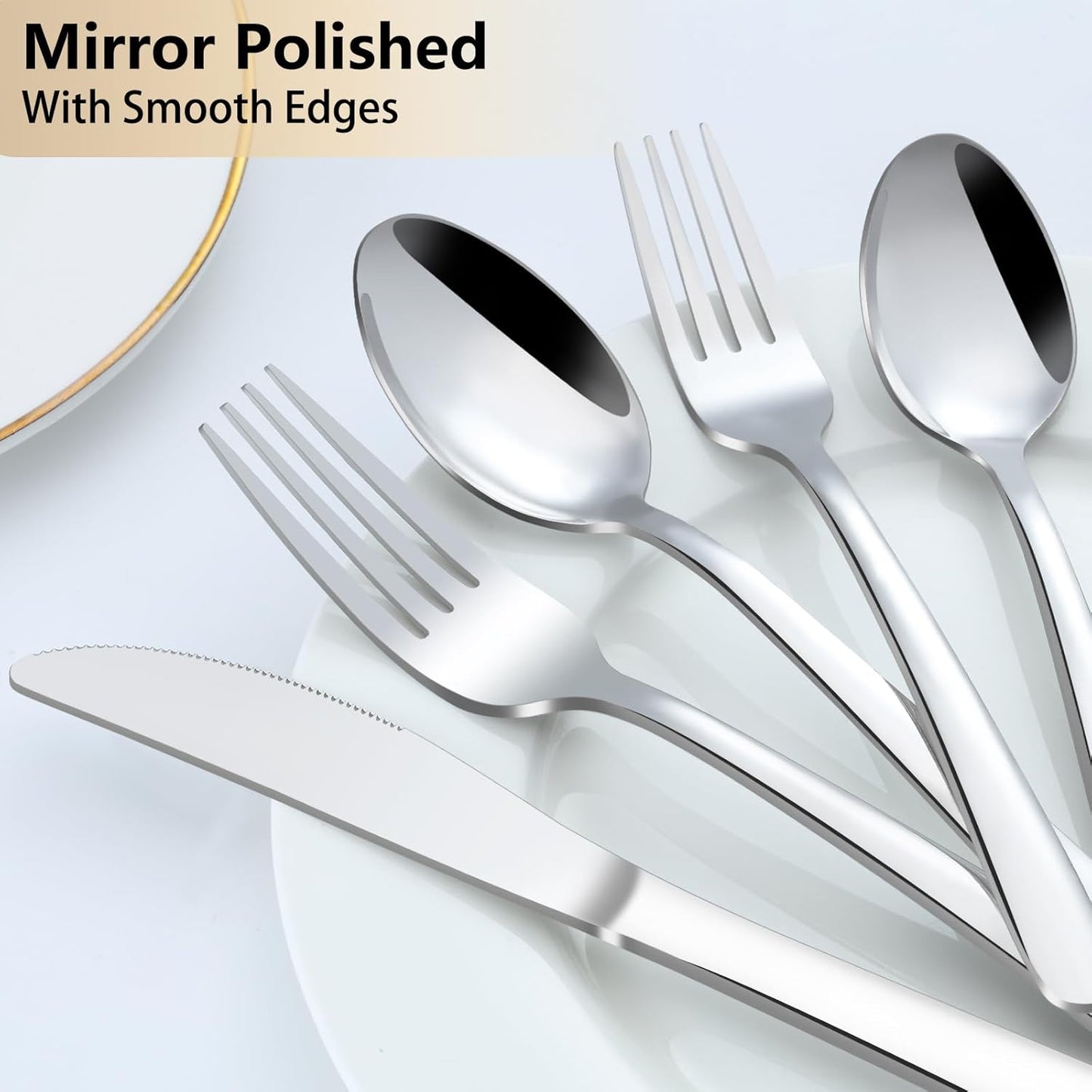 Pleafind 40-Pcs Silverware Set for 8, Premium Stainless Steel Flatware Set, Include Forks Spoons and Knives Set, Mirror Polished Cutlery Utensil Set for Home Restaurant, Dishwasher Safe