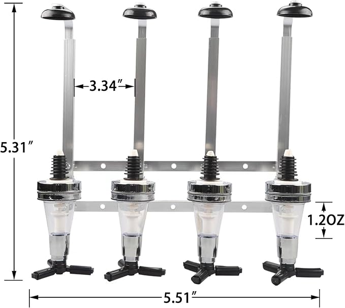 Wall Mounted Liquor Dispenser Revolving Nozzle Drinkware Set Bar Butler Bracket Wine Dispenser Machine Drinking Pourer 30ml by MUGLIO 4 Bottle