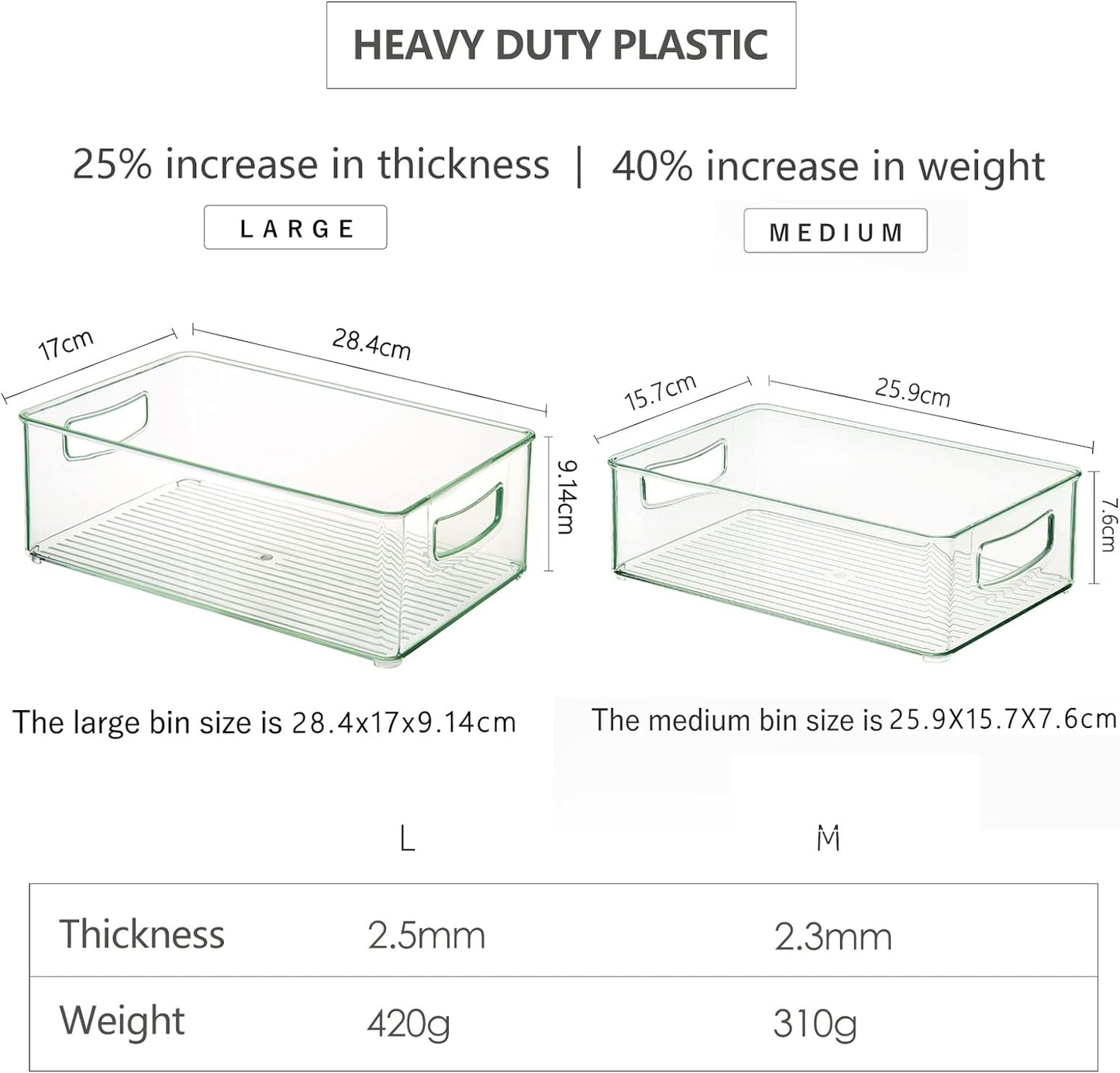 Hudgan Set Of 8 Fridge Organizer Bins, Stackable Plastic Organizer Bins for Fridge Pantry, 4 Large and 4 Small Refrigerator Organizers and Storage - Food Safe, BPA Free