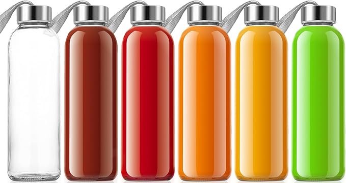 QCen 800W Juicer Machine Rose Gold and 6PCS Glass Bottle Bundle