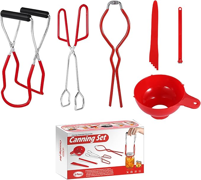 6PCS Canning Supplies Canning Kit, Canning Essentials Set, Canning Supplies Essentials Boxed Set Canning Supplies Starter Kit Included Canning Jar Lifter Canning Funnel Bubble Popper