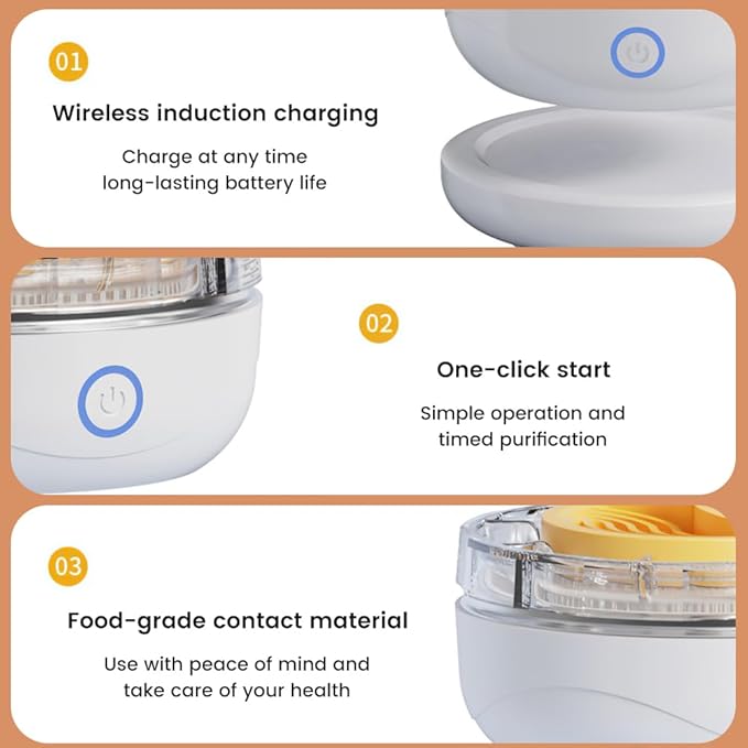 Fruit and Vegetable Washing Machine, Electric Cleaner, Faster Electrolytic Water, with Large Reaction Area, 6 min Countdown,Ideal for Cleaning Fruit,Vegetable,Rice,Tableware(White)