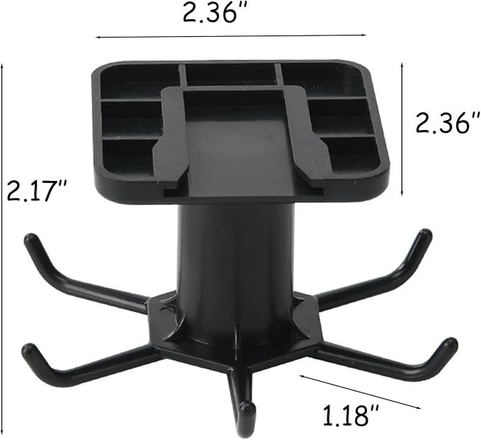360° Rotating Kitchen Hooks, Adhesive Utensil Organizer Rack with 6 Hooks - No Drill Cabinet Mount for Spoons, Towels & Cups (2pcs)