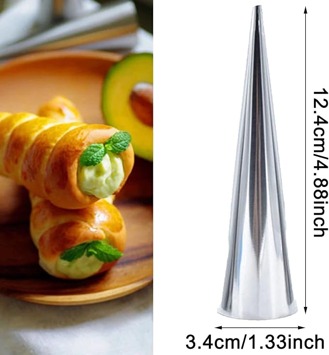 30 PCS Non-Stick Stainless Steel Cream Horn Molds - Large, 5" Big Size for DIY Cooking Danish Pastry, Lady Lock, Croissant, Ice Cream Egg Roll