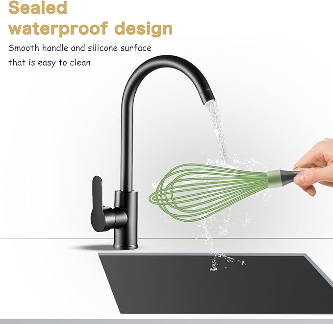 Professional Whisks, Dishwasher Safe, Stainless Steel & Silicone, Heat Resistant, 12-Inch, Green