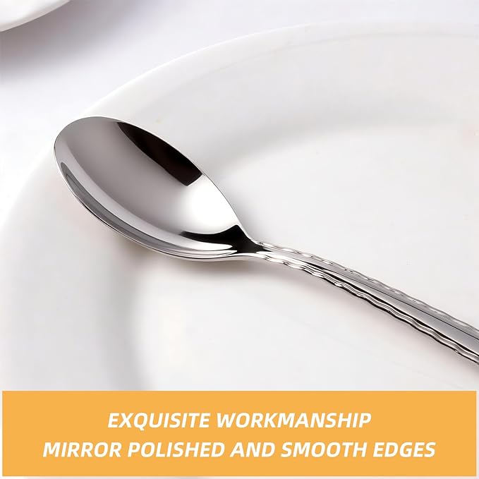 8 Pieces Heavy Duty Teaspoons Set,Tea Spoons Silverware,Food Grade Stainless Steel Dessert Spoons,Mirror Polished and Dishwasher Safe
