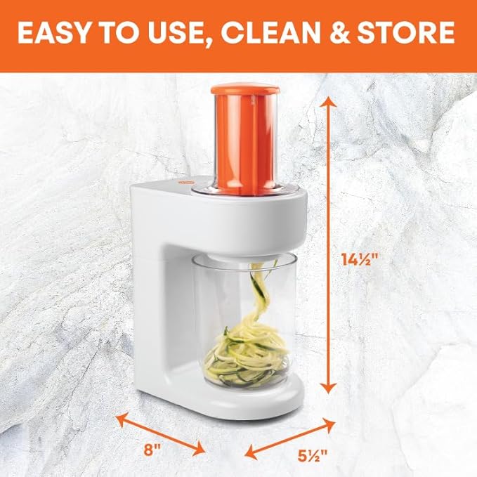 MasterChef Electric Spiralizer- 3-in-1 Vegetable Noodle Pasta Maker- Homemade Low Carb, Keto, Vegan, Gluten Free- Zoodle Zucchini Veggie Slicer & XL Hopper, FREE Recipes- Quick Healthy Meal Prep Gift