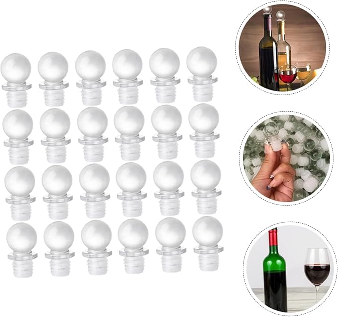 24pcs Glass Ball Wine Stoppers with Silicone Seal Reusable Bottle Caps for Wine Aromatherapy Perfume and Cosmetic Bottles Convenient and Versatile Savers