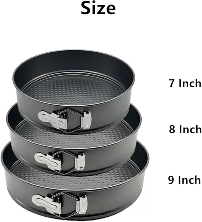 Springform Pan, 3PCS 7,8,9 Inch Cheesecake Pans with Removable Bottom, Non-stick Spring Form Pan for Cheesecake