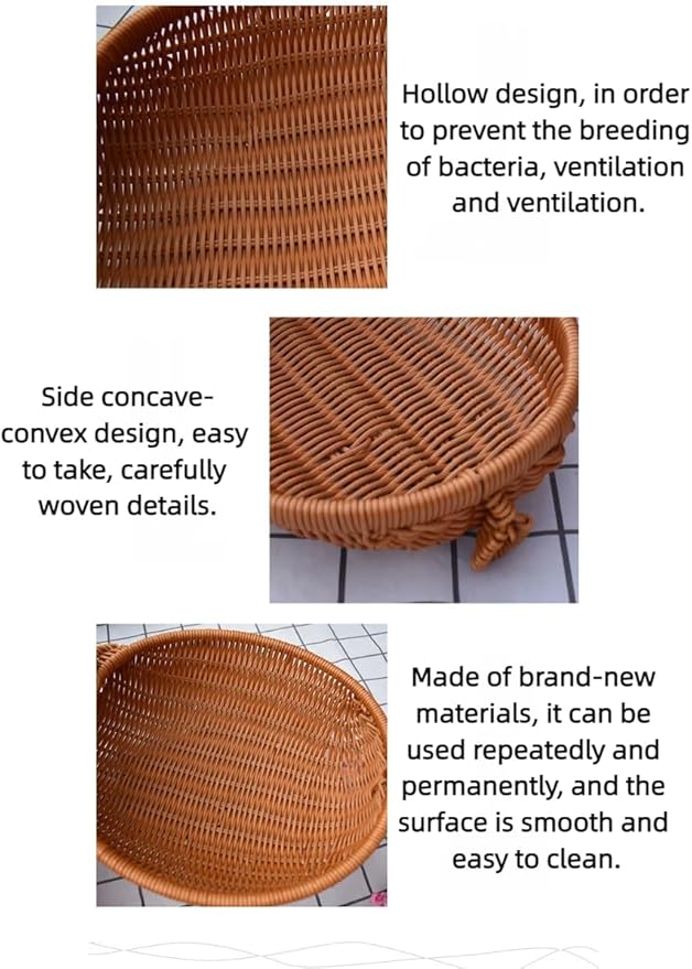 hand-woven round rattan basket storage basket storage box ornaments decorative basket multifunctional picnic food bread basket fruit gift basket key basket. (Chinese plum)