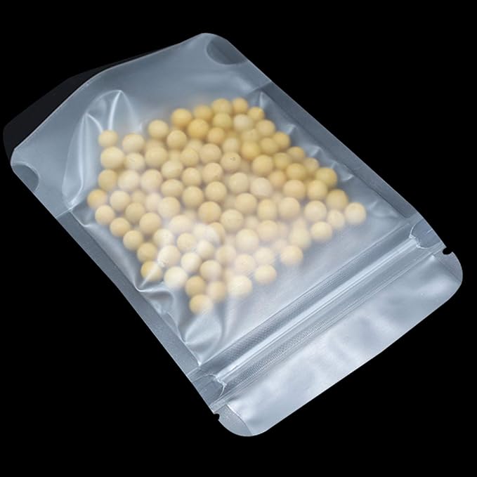 PABCK 100 Pcs 5.9x8.66 inch Resealable Stand Up Bags Matte Clear Zipper Lock Heat Seal Pouches with Tear Notch for Zip Food Storage Lock Packing