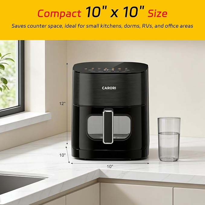 6Qt Air Fryer 14-in-1 with Viewing Window, Large Capacity, 392℉ Max Crisp, No Flipping Dual Heating, 1700W Fast Even Cooking, Nonstick Dishwasher Safe Basket, Bake Roast Dehydrate Reheat