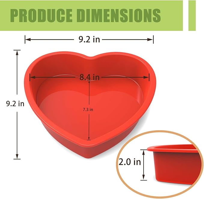 SILIVO Silicone Heart Shaped Cake Pans (2 Pack) - 9 Inch Nonstick Heart Cake Molds for Cakes and Brownies