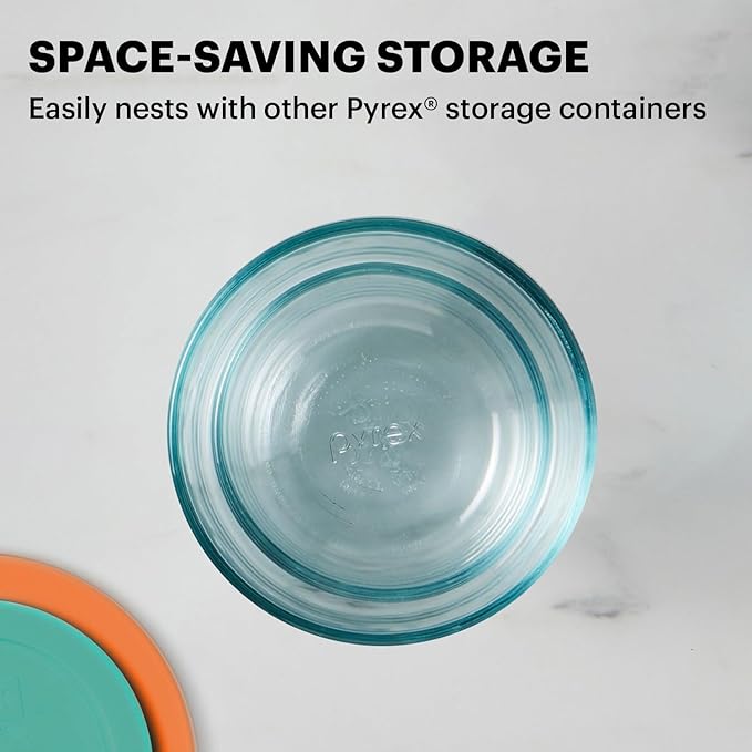 Pyrex Simply Store (8-Pack) Small Glass Food Storage Containers Set, (1 & 2 Cup) Meal Prep Containers With Plastic BPA-Free Lids, Dishwasher & Microwave Safe