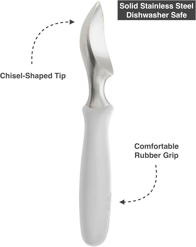 BALCI Ice Cream Scoop - Heavy Duty Stainless Steel Icecream Scooper With Non-Slip Rubber Grip - Professional Metal Ice-Cream Spade - Dishwasher Safe – Grey