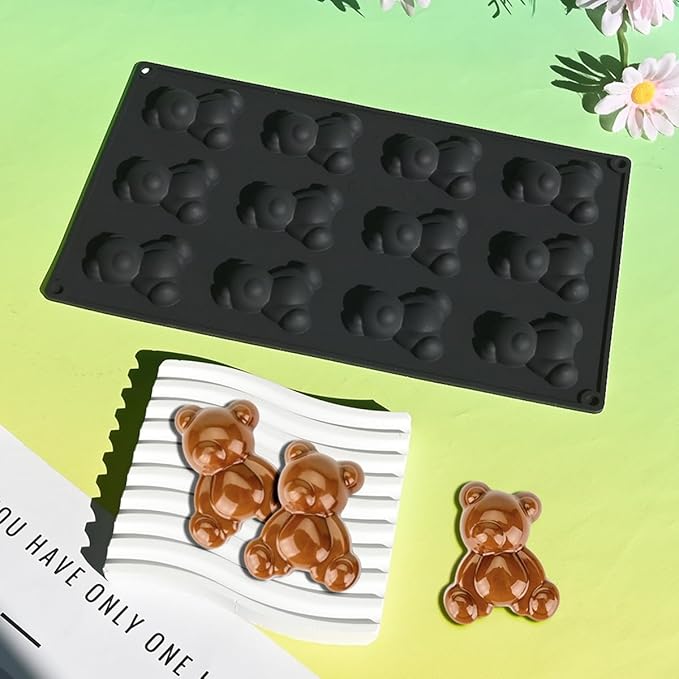3D Bear Shape Cake Mold, Pudding Silicone Molds for Baking Pastry, Jelly, Ice Cream, Mousse Cake Decoration, Non-Stick Food Grade Silicone Baking Supplies (D_ Bear)