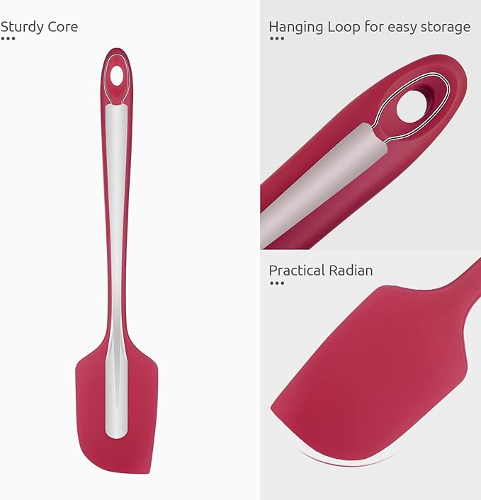 14in Extra Long Silicone Spatula: U-Taste 480ºF Heat Resistant Flexible Baking Mixer Scraper, Large Rubber Mixing Stirring Scraping Seamless Kitchen Turner Utensil for Nonstick Cookware (Red)
