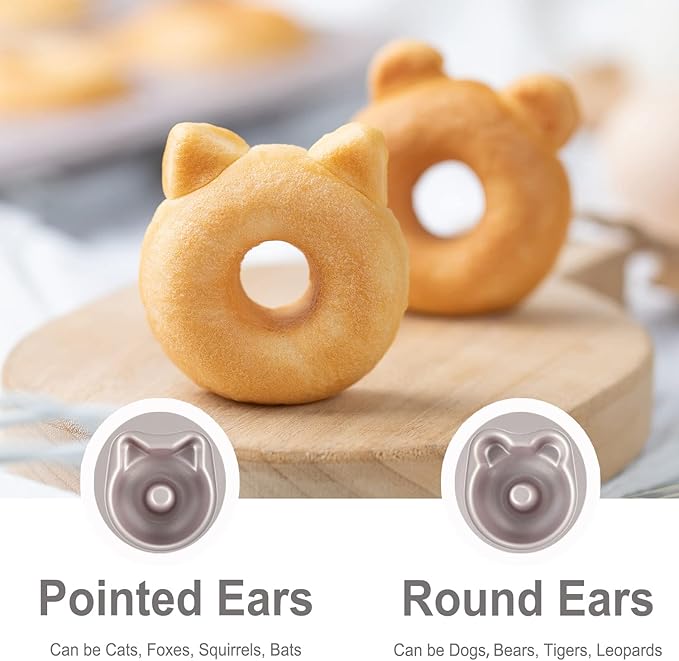 CHEFMADE Donut Mold Cake Pan, 12-Cavity Non-Stick Bear-shaped Doughnut Bakeware for Oven Baking (Champagne Gold)
