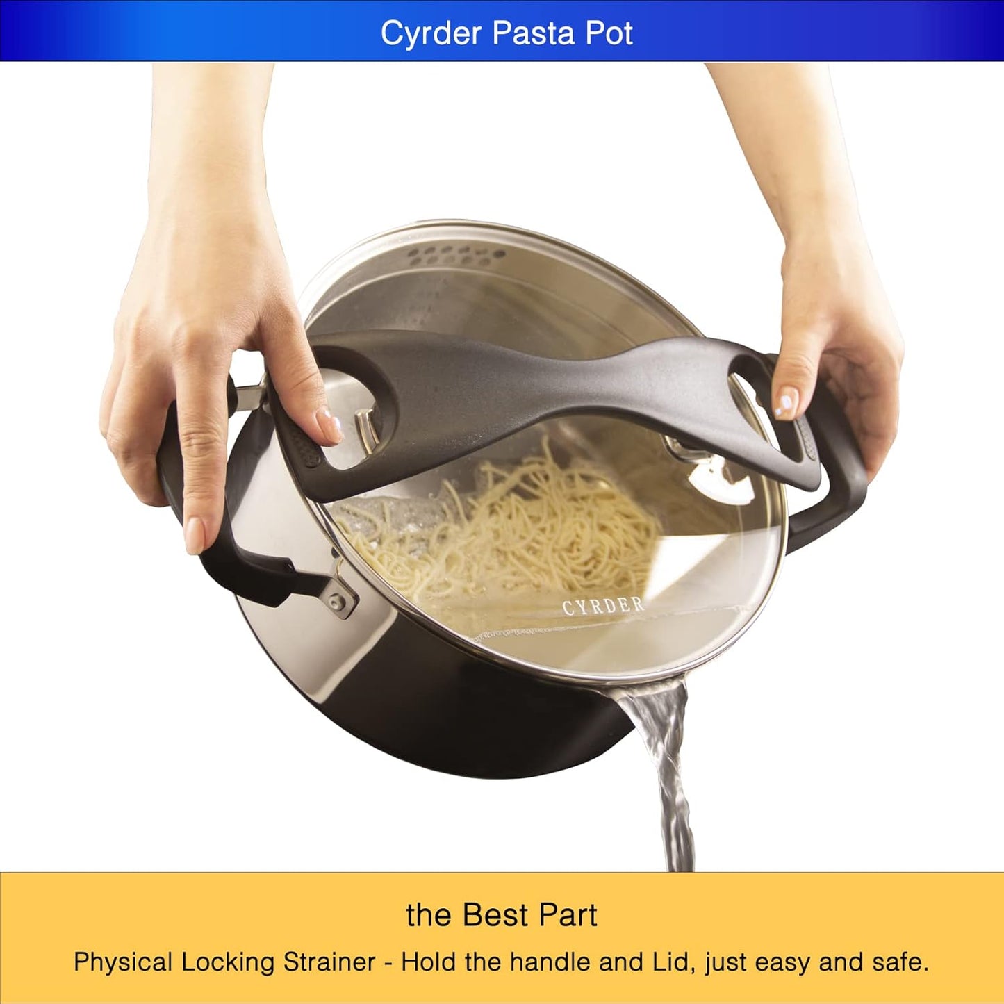 Stainless Steel Pasta Pot- Induction Pasta Pot with Strainer, Easy Stain &Perfect for Single and Couple, Dishwasher Safe, 3 Quart