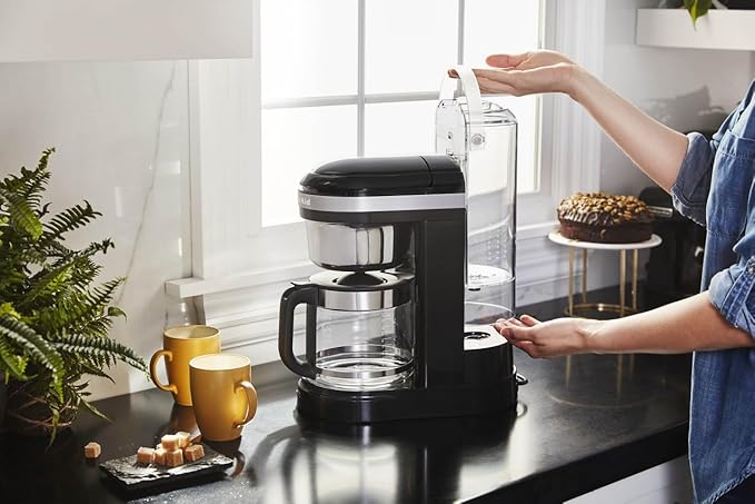 KitchenAid 12 Cup Drip Coffee Maker with Spiral Showerhead and Programmable Warming Plate - KCM1209, Onyx Black