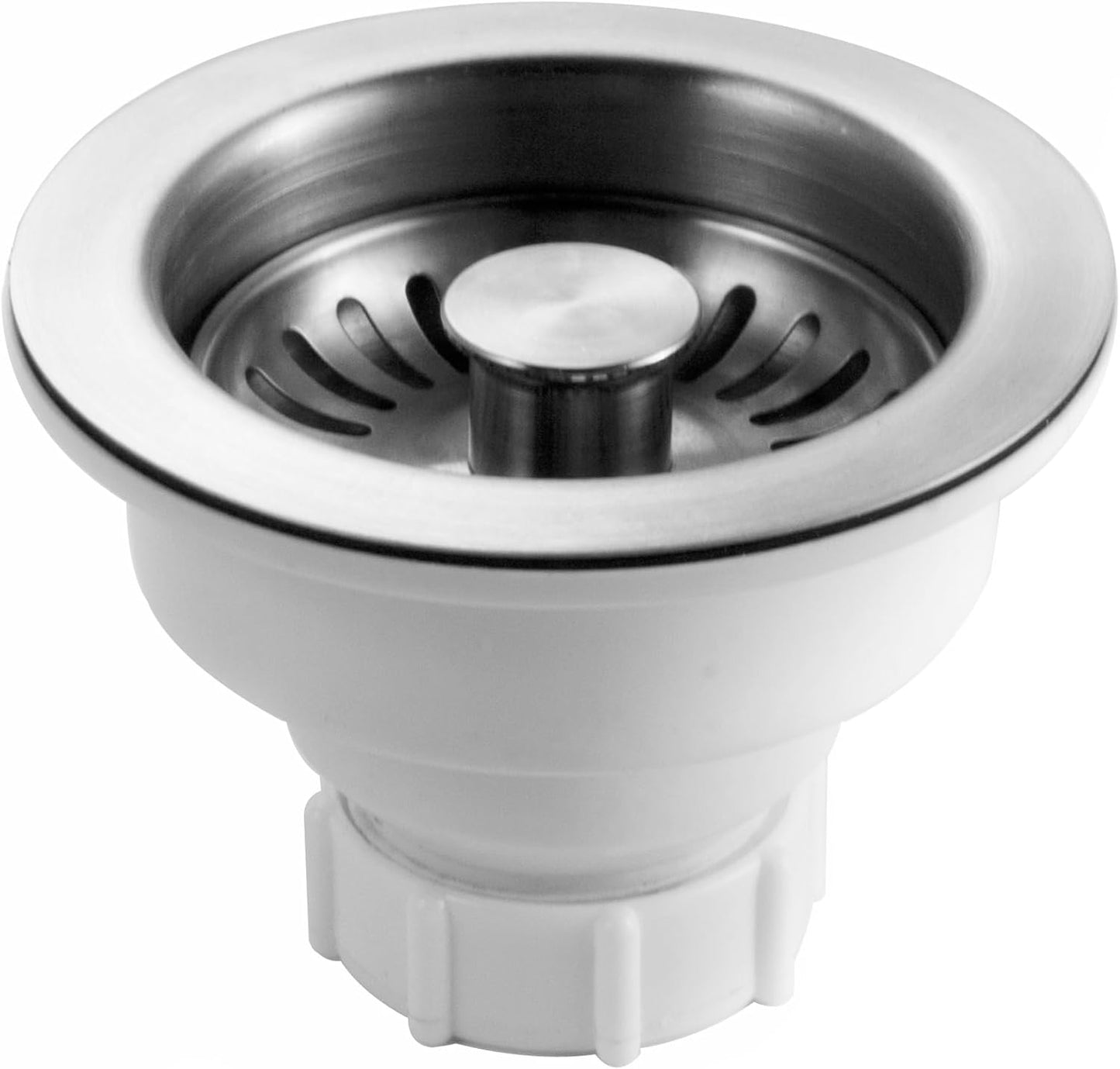 Houzer 190-9300 - 3-1/2 Inch Stainless Steel Deep Cup Kitchen Sink Basket Strainer, Durable Food Catcher Stopper for Metal Kitchen Sink, Ideal for Filtering Waste and Preventing Clogs