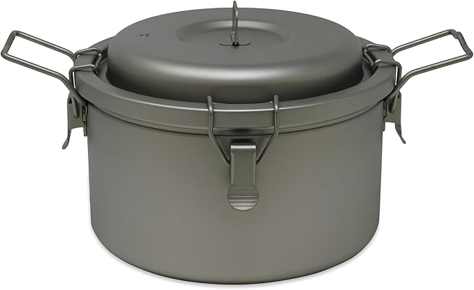 Valtcan Titanium Rice Cooker Pot 3200ml Grade 1 Pure Titanium, No Coating, Naturally Flavor-Neutral | Locking Lid, Inner Pot, 108oz, 867g Ultralight for Home & Camping