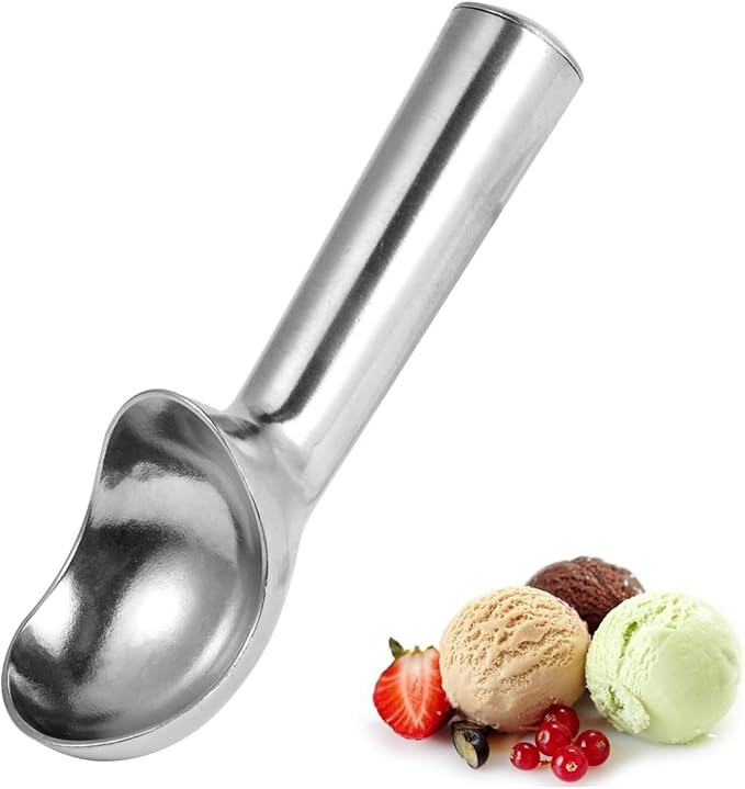 Aluminum Ice Cream Scoop, Ice Cream Scooper, Silver, Comfortable to Hold, Lightweight (Medium)