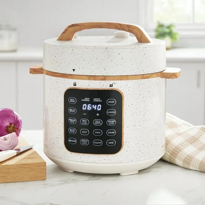The Woman 6-Quart Electric Pressure Cooker with Touch Control Display & Locking Lid,Multi-Use,Keep Warm, Tempered Glass Lid