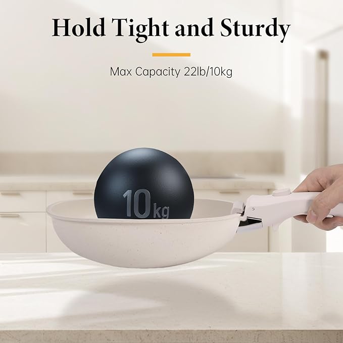 Removable Pot Handle, 2Pcs Universal Pan Handle, Replacement Handle for Pots and Pans, Fits All Cookware, Includes 2Pcs Spoon Rest, Durable & Heat-Resistant, Cream White
