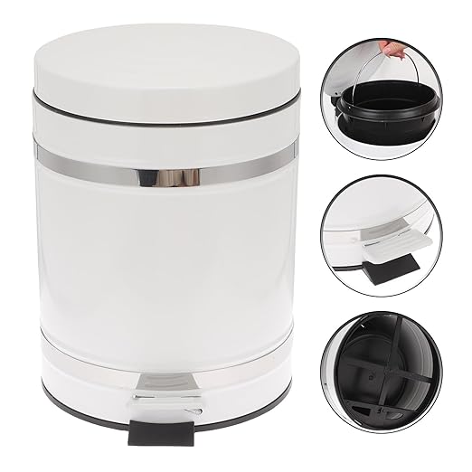 MAGICLULU Iron Foot Pedal Trash Can with Lid, 12l Round Household Waste Container, Multi-Function Bathroom Garbage Bin for Home and Office Use