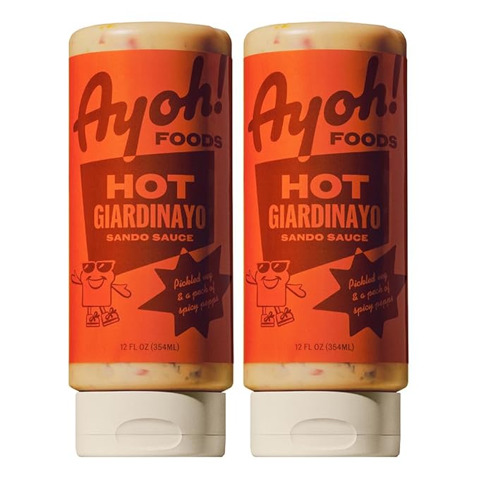 Ayoh Foods, Mayo Gone Wild, Made by Molly Baz - Easy to Squeeze, Perfect for; Sandwiches, Burgers, Fries, Nuggets, Wraps & Dips (Hot Giardinayo)