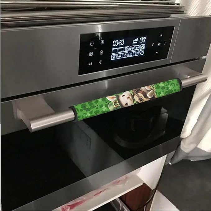 Refrigerator Door Handle Covers Pack of 6 Waterproof Door Cloth Protector Kitchen Appliance Handle Cover Home Accessories, Leprechaun Hat Rabbit Bunny Guitar Shamrock St. Patrick's Day