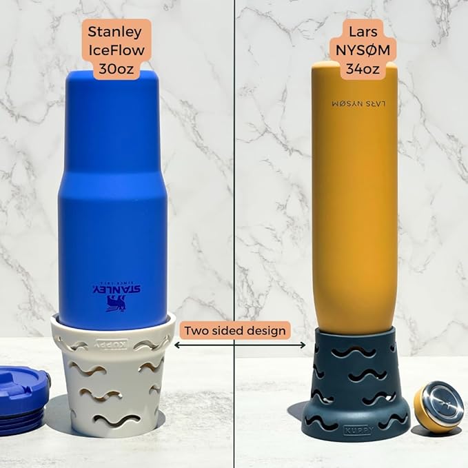 Kuppy Silicone Water Bottle Drying Rack - Fast-Dry Bottle Dryer for 20-64oz Cups - Reusable Food Storage Bag Drying Rack - Compatible with Stanley, Owala, Stasher (Gray, 4-Pack)
