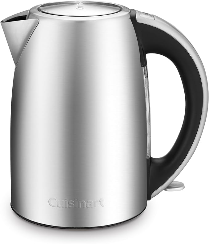 Cuisinart 1.7-Liter Electric Kettle, Cordless Electric Tea Kettle, 1500-Watts for Fast Heat-Up of Water, Stay Cool Nonslip Handle, Auto Shutoff, Removable Filter, JK-17P1, Stainless Steel