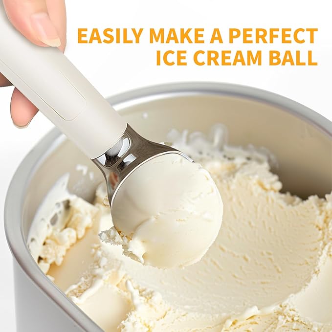 Heated Ice Cream Scoop, Rechargeable Electric Scooper for Hard IceCream, Self Warming Spoon Max to 158℉, Rust-Proof, anti freeze handle, Easy to Clean