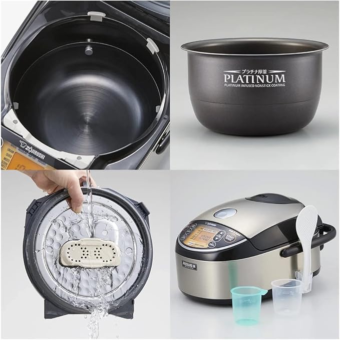 Zojirushi NP-NWC10XB 5.5-Cup Pressure Induction Heating Rice Cooker and Warmer (Stainless Black)