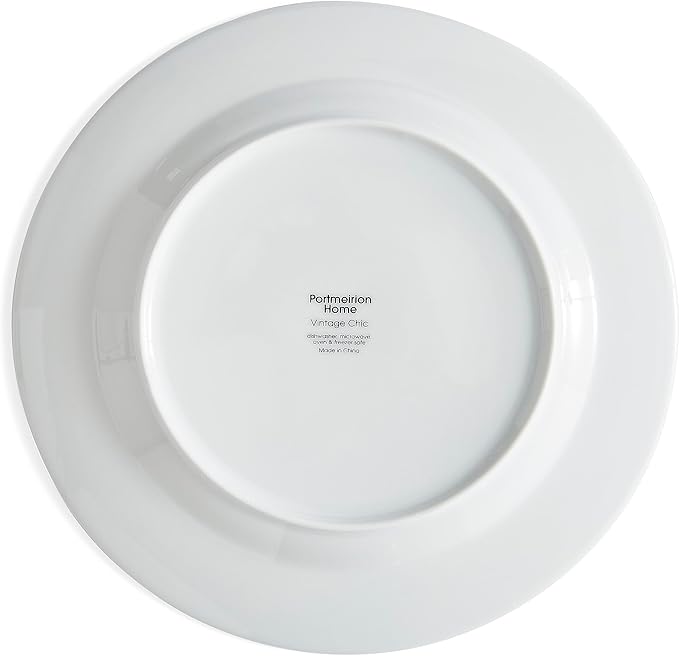 Portmeirion Home Vintage Chic 16 Piece Set - Porcelain Dinnerware with Art Deco Borders - 10.5" Dinner Plates, 7.5" Salad Plates, 5.5" Bowls, 11.5 Oz Mugs - Microwave & Dishwasher Safe Place Settings