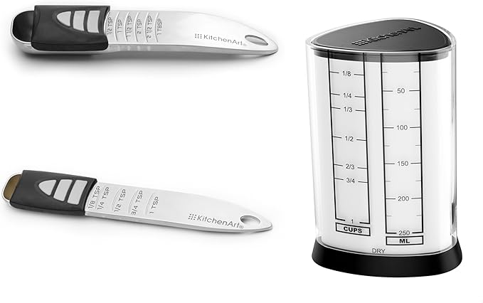KitchenArt Pro Adjustable Measuring Set, Includes Adjustable Tablespoon, Teaspoon, and 1 Cup Measuring Cup