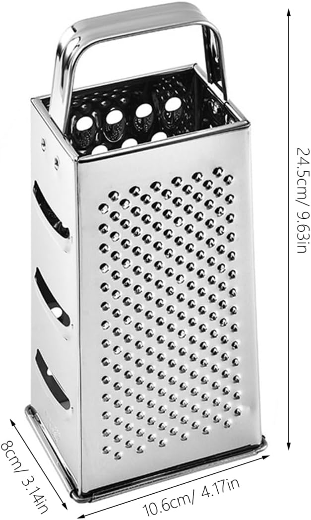 Ciieeo Stainless Steel Kitchen Grater, Multipurpose 4-sides Box Grater, Vegetable Slicer, Cheese Shredder, 9. 64 X 4. 17 X 3. 14 Inch, Silver