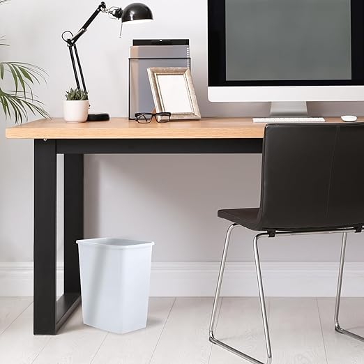 Superio Small 2.5 Gallon Plastic Trash Can, Unlidded Waste Bin Only for Under Desk, Office, Bedroom, Bathroom- 10 Qt, (White)