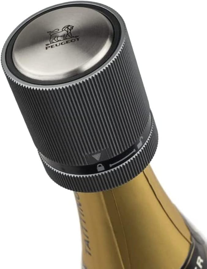 Peugeot Line Bottle Stopper For Sparking Wine/Champagne, Carbon Grey