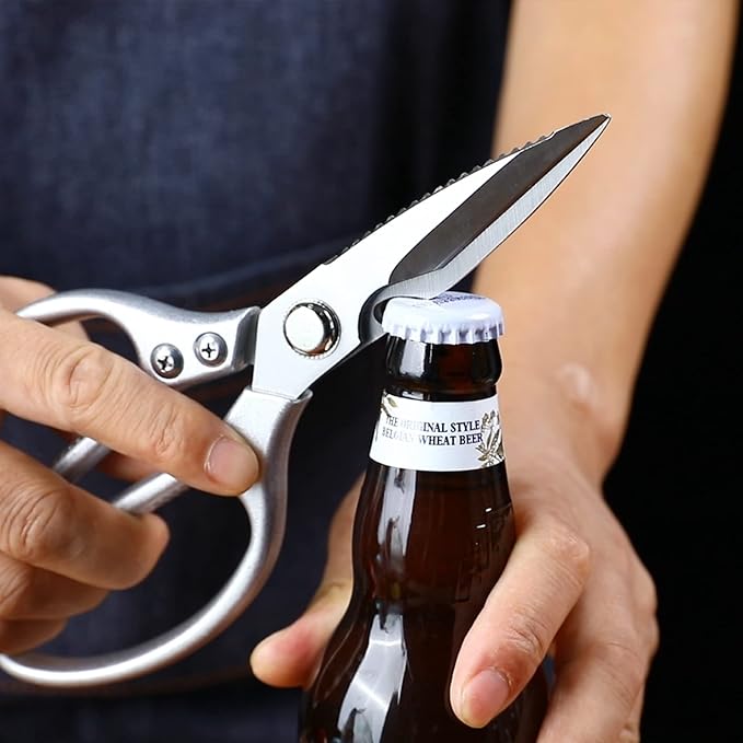 Stainless Steel Kitchen Shears Full-Steel Forged Metal Kitchen Scissors for Food (Kitchen Scissors-B)