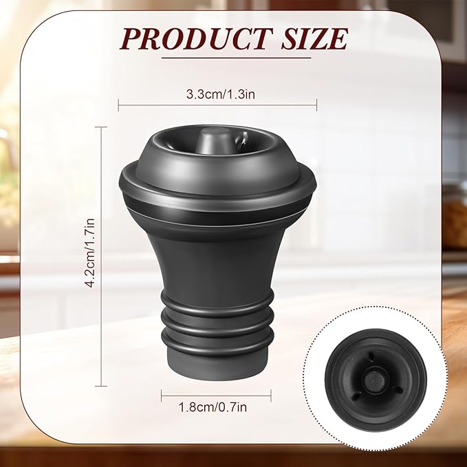 Honoson 12 Pieces Wine Stopper Resealable Pump Vacuum Silicone Saver Practical for Kitchen Supplies Bottle Tools (Black)