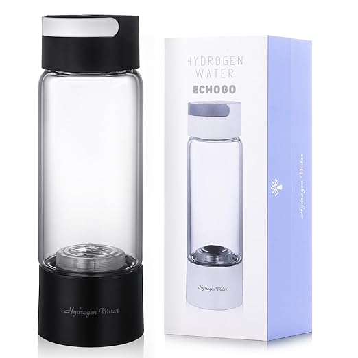 New Upgraded Version Hydrogen Water Bottle,Hydrogen Water Bottle Generator,Portable H2 Rich Water Cup,Your Perfect Partner for a Health-Conscious Lifestyle Glass 380ml (Black)