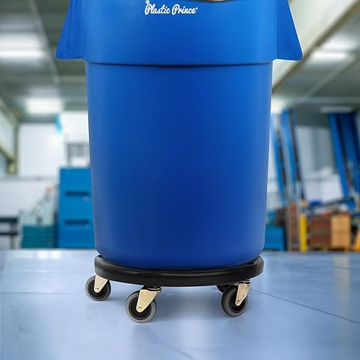 Plastic Prince 18" Trash Can Dolly with Wheels Black for 55 gal and 20 32 44 gal Brute Containers