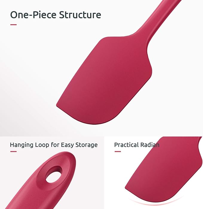 U-Taste Silicone Spatula Set with 480 Degrees Fahrenheit Heat Resistant (Red)