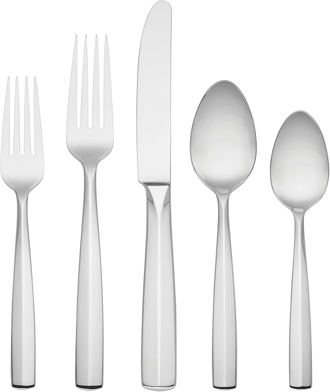 Lenox Lachlan 65-Piece Flatware Set, 10.45 LB, Metallic