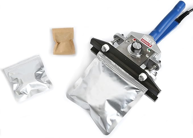 Crimp Heat Sealer, Mylar Bag Sealing Machine for Snack Bags Kraft Paper Bags Food Storage 8" FKR200